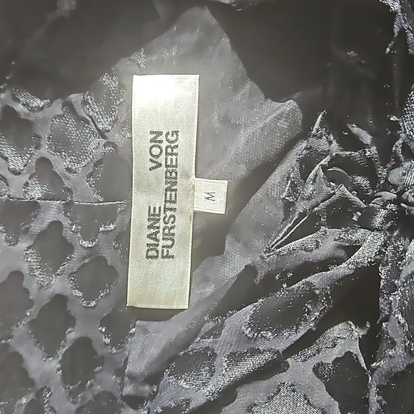 Black Diane Von Furstenberg Blouse with Bow - Picture 5 of 5